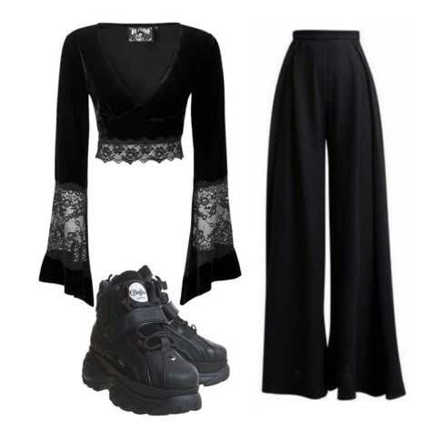 #inspiration #outfits Retro Goth Outfits, Ghost Band Inspired Outfit, Dark Indie Outfits, Simple Goth Outfit, Outfit Ideas Goth, Shifting Clothes, Dark Outfit, Goth Wardrobe, Witchy Outfits