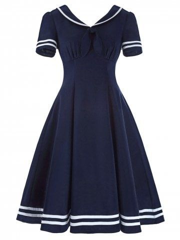 Sailor Collar High Waist Vintage Dress Wedding Dress Prices, Vintage Sailor, Robes Vintage, Theme Dress, Sailor Fashion, Sailor Dress, Sailor Collar, High Waist Dress, Rockabilly Dress