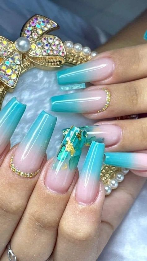 Quinceanera Nails, Aqua Nails, Short Square Nails, Pretty Nail Art Designs, New Nail Art, Pretty Nail Art, Leh, Fancy Nails, Square Nails