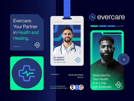 Re branding of Evercare™ Hospital - Logo & Brand Identity by Rahid Rehman | Branding & Logo Designer on Dribbble Hospital Corporate Identity, Medical Branding Design, Healthcare Design Graphics, Doctor Branding, Doctor Id Card, Fintech Logo, Hospital Branding, Event Badge Design, Medical Brand