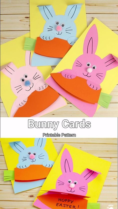 Easter Printables Preschool, Vintage Easter Printables, Easter Bunny Cards, Printable Easter Activities, Happy Easter Printable, Bunny Cards, Cute Carrot, Cheap Bedroom, Bunny Craft