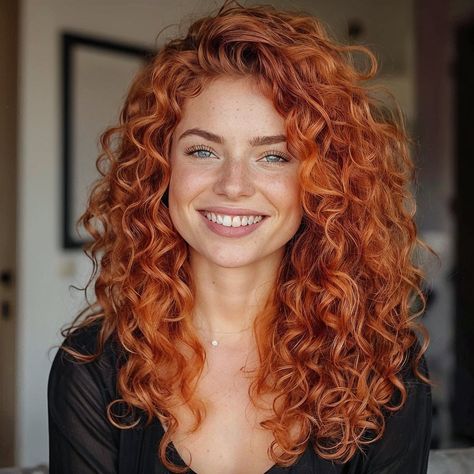 Red Hair Perm, Curly Copper Hair, Long Red Curly Hair, Copper Curls, Messy Curly Hair, Red Curly Hair, Blonde Curly Hair, Copper Hair Color, Copper Hair