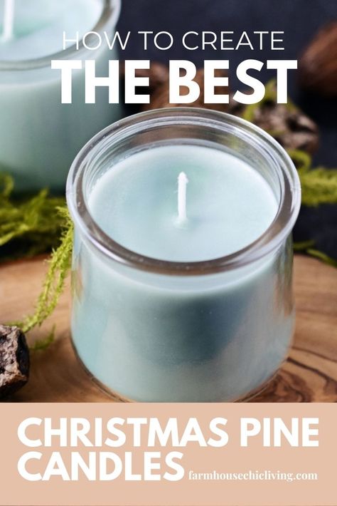 Oui Jar Christmas Candles, Diy Christmas Candles Jars, Diy Christmas Candles, Homemade Christmas Candles, Homemade Candle Recipes, Candle Diy Mason Jar, Christmas Candle Jars, Pine Tree Candle, Candle Recipes