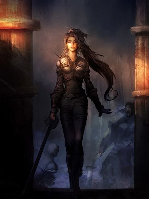 Female Human Sword Leather Armor Fighter Rogue Assassin Swashbuckler Thief - Pathfinder PFRPG DND D&D d20 fantasy Elf Assassin Female, Half Elf Rogue Female, Female Assassin Art, Elf Assassin, Street Alley, Elf Rogue, Rogue Assassin, Half Elf, Leather Armor