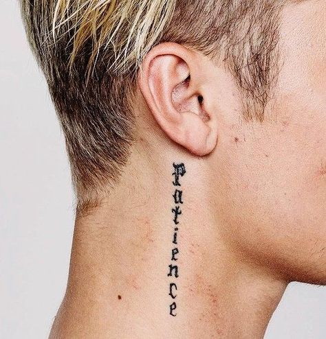 🖤🖤🖤🖤🖤 | Tatuagem no pescoço, Tattoo justin, Tatoo neck Small Nice Tattoos, Neck Text Tattoo, Justin Bieber Neck Tattoo, Purpose Tattoo, Tattoo Sentences, Patience Tattoo, Justin Tattoo, Justin Bieber Tattoos, Best Neck Tattoos