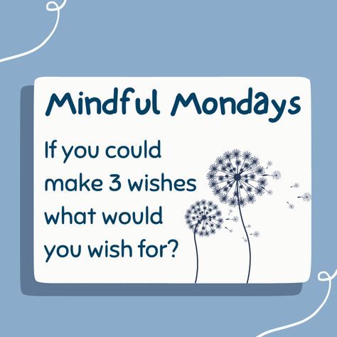 Monday Question Of The Day Classroom, Mindful Monday Activities, Monday Mingle, Motivational Mondays, Mindful Monday, Recreational Therapy, Local Business Marketing, 3 Wishes, Recreation Therapy