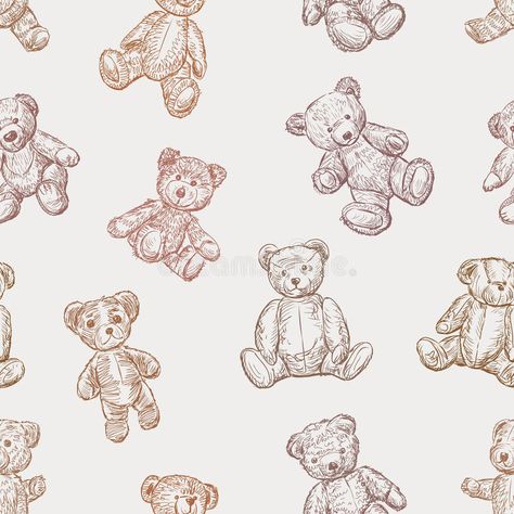 Gallery Wall Nursery, Old Teddy Bears, Teddy Bear Print, Brand Book, Kids Fabric, Baby Bear Baby Shower, Background Vintage, Bear Print, Vintage Printables