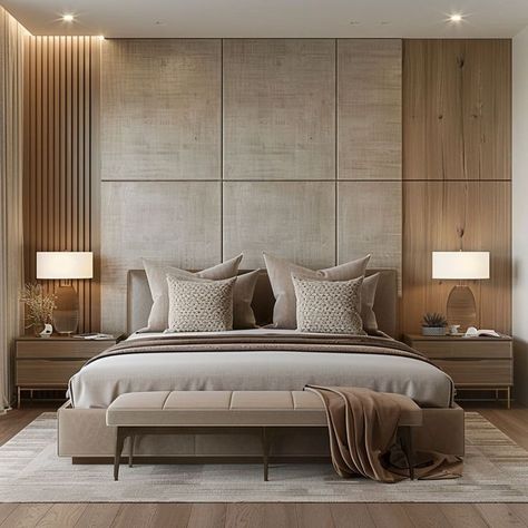 Neutral Color Bedroom Aesthetic, Modern Master Suite Ideas, Hotel Looking Bedroom, Master Bed Room Decor And Layout Ideas, Headboard Ideas Bedroom Modern, Hotel Suite Room Design, Hotel Bedroom Design Luxury, Bedroom Ideas Clean, Neutral Aesthetic Bedroom