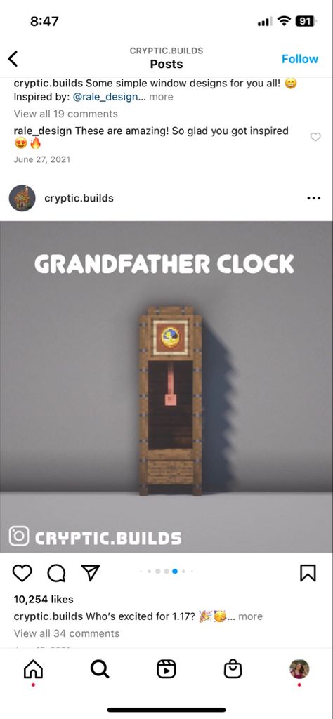 Minecraft Grandfather Clock Design, Minecraft Clock Design, Minecraft Grandfather Clock, Minecraft Clock, Minecraft Interior, Minecraft Interior Design, Minecraft Decorations, Minecraft Inspo, Grandfather Clock