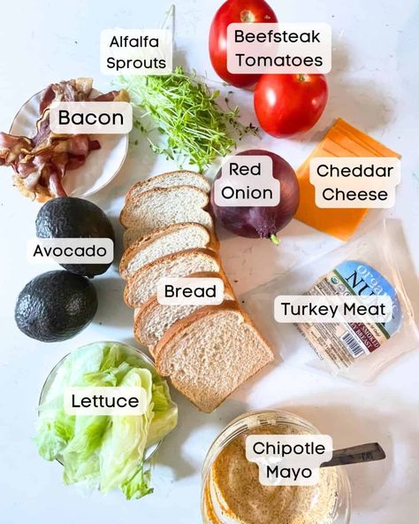 California Club Sandwich - Britney Breaks Bread Best Turkey Club Sandwich, Cali Club Sandwich, California Club Sandwich, Sabbath Meals, Club Sandwich Recipe, Turkey Club Sandwich, Club Sandwich Recipes, Homemade Chipotle, Dinner Sandwiches