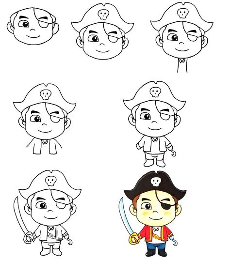 How To Draw A Pirate – 7 Simple Steps To Create An Intimidating Pirate Drawing How To Draw A Pirate, Pirate Drawing Easy, Pirate Art Drawing, Pirate Drawing, Shell Ideas, Pirate Art, Easy Doodles, Seashell Painting, Doodles Drawings