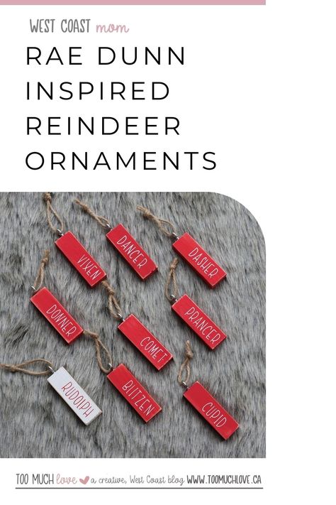 Jenga Reindeer Ornaments, Jenga Christmas Ornaments Diy, Jenga Block Ornaments Diy, Large Jenga, Too Much Love, Ornament Party, Jenga Blocks, Reindeer Names, Crochet Monkey