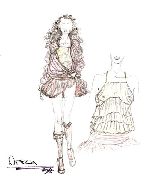 Ofelia Hamlet Costume, Humanoid Sketch, Anime, Art