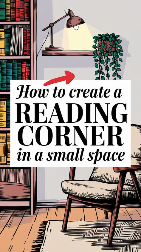 Transform any tiny nook into a cozy reading retreat. Discover simple tips to maximize space and comfort, perfect for book lovers in small apartments! Reading Corner Home Decor, Small Closet Turned Into Reading Nook, Reading Area In Office, Small Closet Reading Nook For Adults, Tiny Book Nook Ideas, Tiny Home Reading Nook, Accent Chair Reading Nook, Mini Reading Nook, Hygge Reading Corner