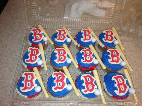 Boston Red Sox cupcakes Red Sox Cake, Sock Cupcakes, 70th Birthday Parties, 70th Birthday, Boston Red, Boston Red Sox, Red Sox, Cake Decorating, Sugar Cookie