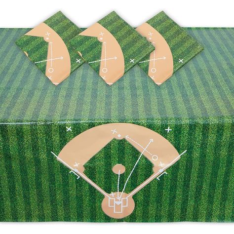 Sports Party Decorations, Baseball Theme Party, Plastic Table Cover, Baseball Diamond, Stained Table, Baseball Birthday Party, Baseball Party, Baseball Theme, Plastic Table