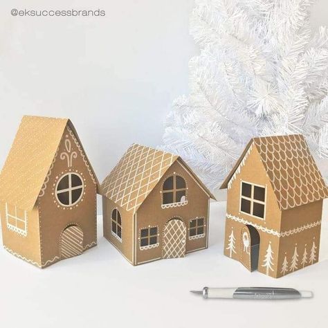 Paper Gingerbread House, Retractable Knife, Gingerbread House Craft, Cardboard Gingerbread House, Paper House Template, Christmas Art For Kids, House Craft, Diy Christmas Village, Gingerbread Christmas Decor