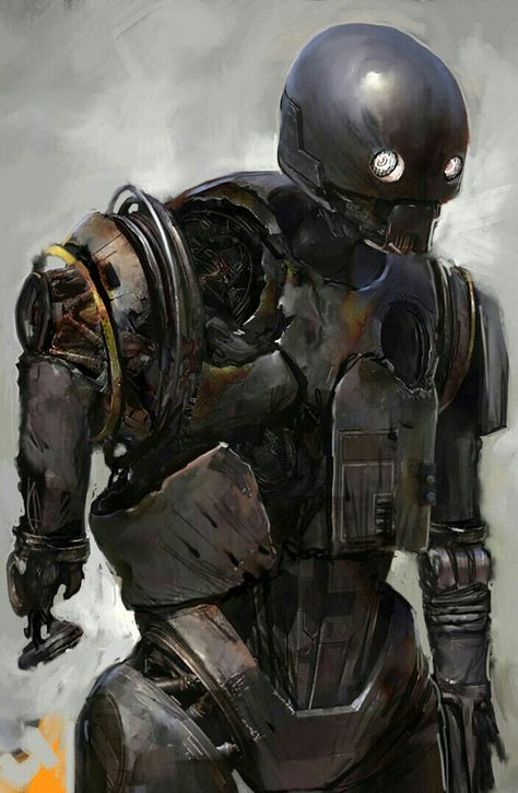 K-2SO DAMAGED IN BATTLE K2so Concept Art, Battle Robot Concept Art, Scrap Robot Concept Art, K2so Art, Evil Robot Concept Art, Battle Damage Art, Scary Robot, Horror Robot, Jack Bauer