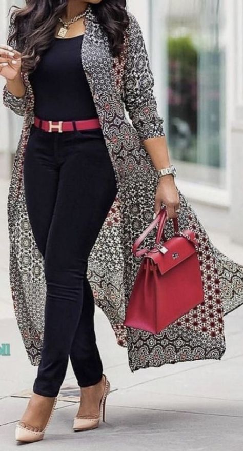 Vintage Kimono Outfit, Chic Business Attire, Stylish Business Outfits, Kimono Outfit, African Models, Mode Abaya, Designer Belts, Classy Dress Outfits, African Design Dresses