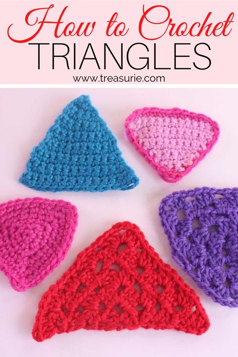 Crochet A Triangle How To, How To Make A Crochet Triangle, Crochet Triangle Free Pattern, Crochet A Triangle Pattern, How To Crochet Different Shapes, Crochet Flat Shapes, Crochet Teardrop Shape, How To Crochet A Triangle Tutorials, Crochet Shapes Flat