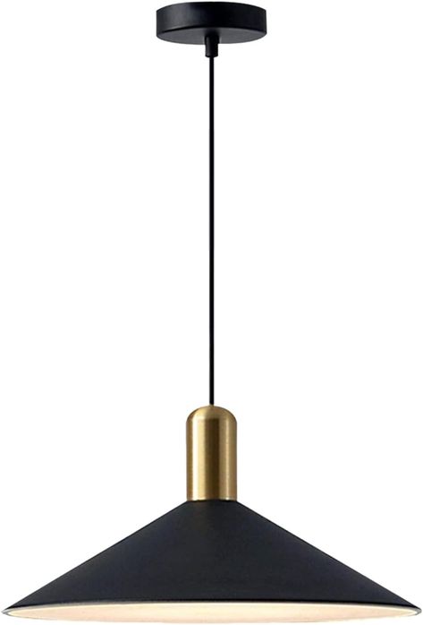 KCO Lighting Mid Century Modern Dome Pendant Light Gold and Black Barn Pendant Light Brass Cone Ceiling Pendant Light Fixture Farmhouse Kitchen Island Lighting (Gold) - Amazon.com Black Gold Pendant Light, Black And Gold Pendant Light Kitchen, Black Kitchen Pendant Lights Over Island, Gold Pendant Light Kitchen, Lights Above Kitchen Island, Lighting Mid Century Modern, Kitchen Island Light Fixture, Resturant Interior, Black Pendant Light Kitchen