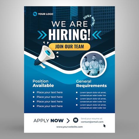 Free vector gradient hiring poster templ... | Free Vector #Freepik #freevector #hiring-flyer #job-poster #hiring-template #hiring-poster Job Hiring Poster Creative, We Are Hiring Creative Poster Design, Hiring Template, Top Graphic Designers, Hiring Flyer, Hiring Poster, Job Poster, Professional Poster, Gradient Poster