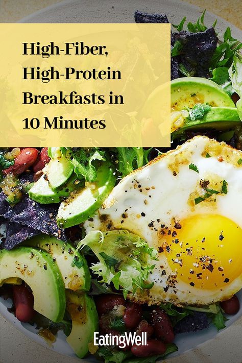 These easy breakfast recipes take 10 minutes or less to make so they're a great option for busy mornings. Recipes like our Raspberry Yogurt Cereal Bowl and Breakfast Salad with Egg & Salsa Verde Vinaigrette are quick and easy ways to start your day off right.  #breakfast#healthybreakfast#breakfastideas#brunchideas#healthybreakfastrecipes#healthyrecipes High Protein High Fiber Breakfast Ideas, Yogurt Cereal Bowl, Egg Breakfast Bowl, Salad With Egg, Fiber Breakfast, Ways To Start Your Day, Packable Lunches, High Fiber Breakfast, Raspberry Yogurt