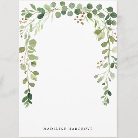 Printable Letter Writing Papers Blush Bridal Showers, Watercolor Border, Watercolor Greenery, Letter Writing Paper, Greenery Wedding Invitations, Classic Wedding Invitations, Printable Stationery, Halloween Party Invitations, Printable Letters