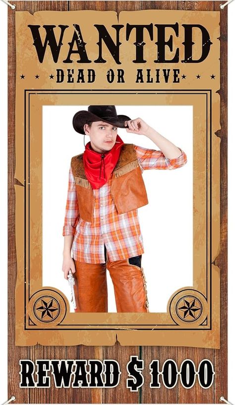 Amazon.com: West Wanted Photo Booth Prop Selfie Frames Western Cowboy Party Decorations Rodeo Backdrop Photoshoot and Wanted Photo Booth for Wild Western Cowboy Cowgirl Rustic Party Supplies : Home & Kitchen Wanted Photo Booth, Rodeo Backdrop, Western Cowboy Party, Swim Banquet, Cowboy Party Decorations, Backdrop Photoshoot, Wild West Party, Western Theme Party, Photo Booth Prop