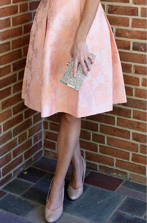 Full skirt peach dress for a wedding guest | Stylish Serendipity Dress from ModCloth Peach Dresses For Wedding Guest, Peach Wedding Guest Dress, Wedding Attire Guest Summer, Peach Dress Outfit Wedding Guest, Peach Dress Outfit, Peach Wedding Dress, Wedding Guest Dress Ideas, Dress For The Wedding, Summer Wedding Guest Dress