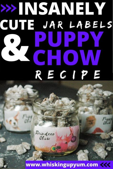 How fun are these Puppy Chow Gift Labels? Download your free labels to put on jars, pack them full of puppy chow goodness and spread the love to all your friends and family! | puppy chow | puppy chow chex mix | puppy chow chex mix recipe easy | puppy chow chex mix recipe easy Christmas | puppy chow chex mix recipe peanut butter | puppy chow chex mix recipe original | puppy chow chex mix recipe peanut butter powdered sugar | puppy chow crispix recipe | Christmas cookie exchange | cookie candy exc Puppy Chow Crispix, Peanut Butter Puppy Chow, Puppy Chow Crispix Recipe, Peanut Butter And Powdered Sugar, Christmas Puppy Chow, Easy Puppy Chow, Puppy Chow Chex Mix, Puppy Chow Chex, Chex Mix Recipes Original