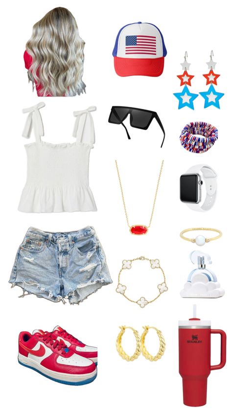 preppy fourth of july fit!!⭐️🎆✨🎇 Preppy Fourth Of July Outfit, Forth Of July Outfit, Lululemon Stuff, Fourth Of July Outfits, Preppy Ootd, Fourth Of July Outfit, July Outfits, Forth Of July, 4th Of July Outfits