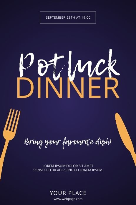 Potluck dinner flyer template Potluck Poster, Potluck Flyer, Team Dinner, Party Design Ideas, Halloween Promotions, Christmas Marketing, Customer Persona, Event Poster Template, Potluck Dinner