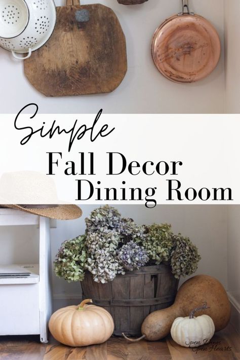 Simple Table Centerpieces, Fall Dining Room Decor, Dining Room Decor Ideas, Vintage Fall Decor, Fall Dining Room, Thrifted Decor, Decorate For Fall, Autumn Dining, Neutral Fall Decor