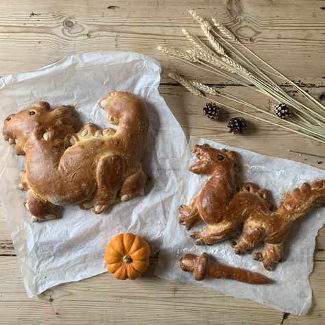 michaelmas bread, challah Michaelmas Food, Michaelmas Dragon Bread, Dragon Bread Waldorf, Waldorf September, Michaelmas Waldorf, Dragon Bread, Bread Challah, Seasonal Recipes Fall, Halloween Breakfast