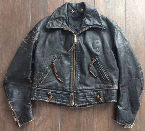 Beautiful 50's horsehide police jacket.  #vintagepolicejacket #vintageleatherjacket 50s Leather Jacket, Police Jacket, Vintage Biker Jacket, Clothing Basics, Aachen Germany, Biker Lifestyle, Riders Jacket, Vintage Biker, Leather Jacket Style