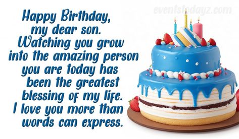 Birthday Wishes For Son From Mom | Happy Birthday Son Happy 22nd Birthday Son, Son's Birthday Wishes From Mom, Happy Birthday Son From Mom, Wishes For Son From Mom, Loving Birthday Wishes, From Mom To Son, Birthday Msg, Message To My Son, For Son From Mom