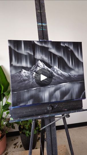 Texture Painting Techniques, Aurora Sky, Northern Lights Painting, Monochrome Painting, Monochrome Art, Black And White Landscape, Paint Pouring, Acrylic Painting Techniques, Mountain Scene