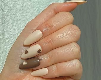 Being Patient, Heart Nail Designs, Heart Nail, Brown Nails, Minimalist Nails, Heart Nails, Dream Nails, White Heart, White Nails