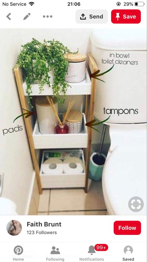 College Bathroom Organization, Tampon Storage, Pads Tampons, Neat Tricks, Bathroom Storage Solutions, Restroom Decor, Great Bathrooms, Bathroom Wall Cabinets, Toilet Cleaner