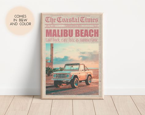 Salty Granola Aesthetic, Pink Ford Bronco, Pink Wall Print, Salty Granola, Granola Aesthetic, Newspaper Poster, Cowgirl Decor, Art Disco, Preppy Wall Art