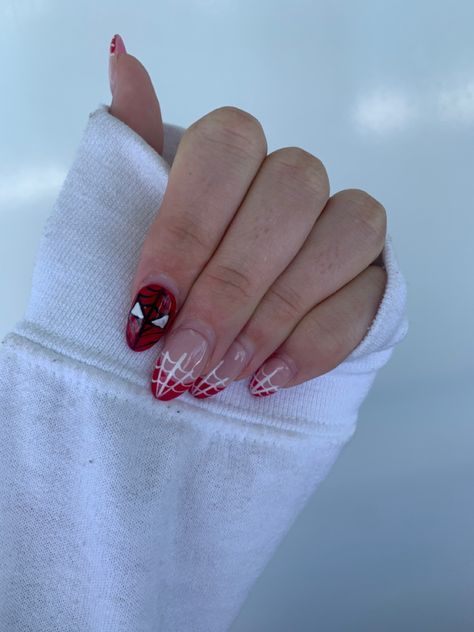 Marvel Nails, Short Almond Nails, White French Tip, Cute Simple Nails, Short Acrylic Nails Designs, Short Acrylic Nails, Almond Nails, White Nails, Acrylic Nail Designs