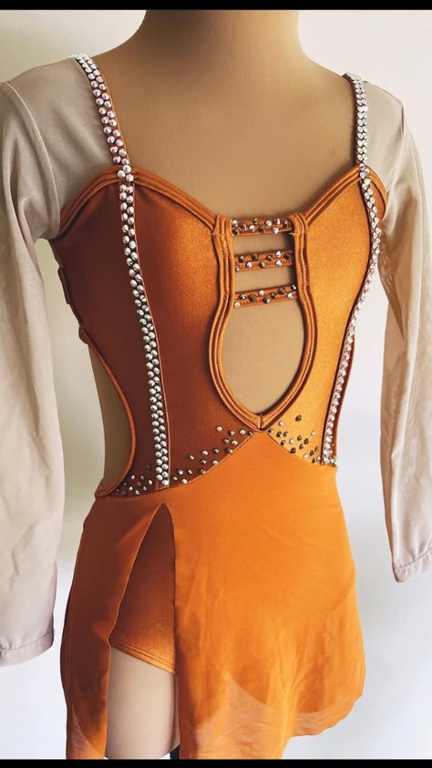 Orange Dance Costume, Pretty Dance Costumes, Lyrical Costumes, Dance Costumes Lyrical, Solo Costume, Competition Costumes, Circus Costume, Costume Inspo, Lyrical Dance