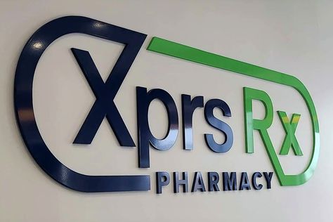 Rx Pharmacy Logo, Rx Logo, Pharmacy Sign, Pharmacy Logo, Interior Branding, Sign Board Design, Window Graphics, Logo Wall, Logo Sign