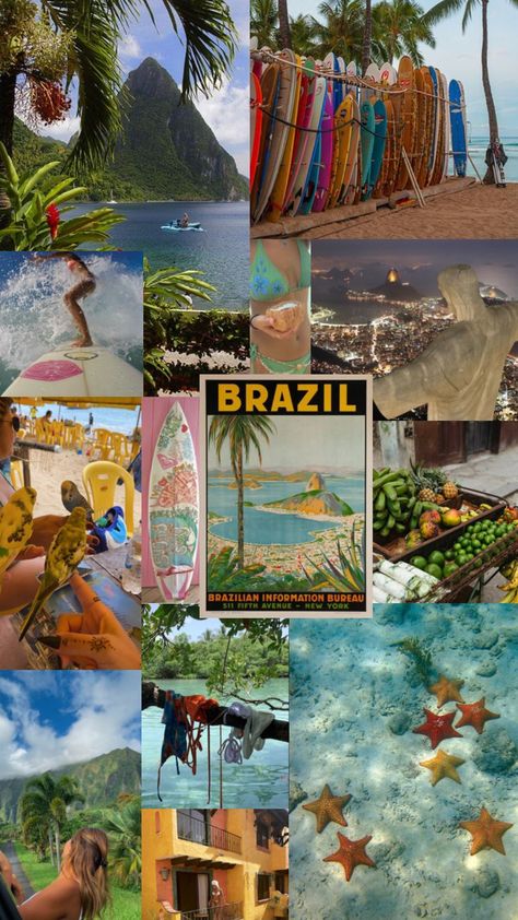 brazil 🇧🇷 🌴 Brazil Vision Board, Brazil Mood Board, Brazil New Years, Brazil Wallpaper Aesthetic, Brazil Poster, Brazil Life, Brazil Travel Guide, Brazil Wallpaper, Brazilian Culture