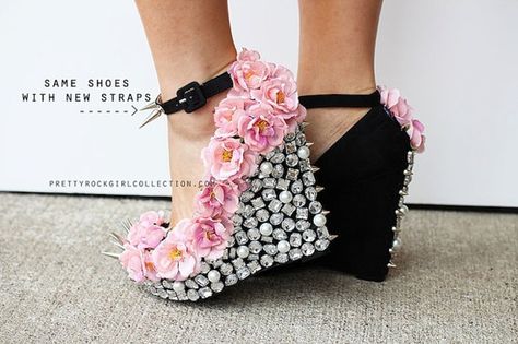 Studs And Spikes, Shiny Shoes, Runway Shoes, Pattern Shoes, Flower Shoes, Round Toe Shoes, Shoes Heels Wedges, Prom Shoes, Rhinestone Studs