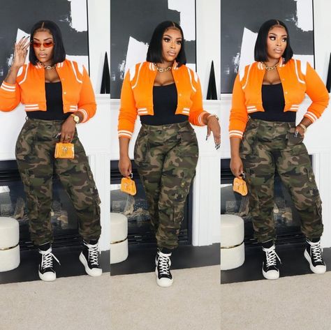 Camouflage Outfits Black Women, Rapper Concert Outfit, Rapper Concert Outfit Ideas, Rapper Concert, Camo Fits, Outfits Black Women, Dope Clothes, Clothing Tips, Plus Size Fashionista