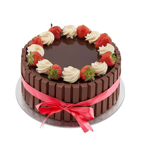 This cake comes with a sponge of your choice either vanilla or chocolate & filling with either fresh cream or fresh cream with jam, glazed with rich chocolate ganache & wrapped around with kitkats, topped with strawberries. Note: For any allergy advice kindly call us before purchasing the product. Kitkat Cake, Eggless Cakes, Kit Kat Cake, Bramley Apple, Cake Png, London Cake, 30 Birthday Cake, Whey Powder, Eggless Cake