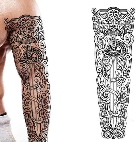 Saxon Tattoo, Celtic Sleeve Tattoos, Nordic Compass, Viking Warrior Tattoos, Tattoo Dragon, Viking Costume, Warrior Tattoos, Tattoo Art Drawings, Leg Sleeves