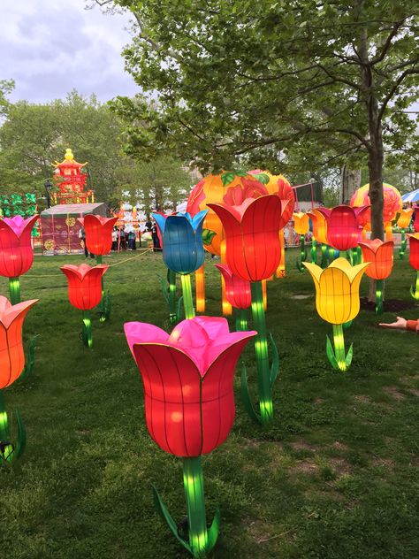 Blooming Tulips at the Philadelphia Chinese a Lantern Festival Outdoor Mini Golf, Light Fest, Chinese Festival, Lantern Festival, Flower Festival, Light Display, Public Art, Yard Art, Spring Decor